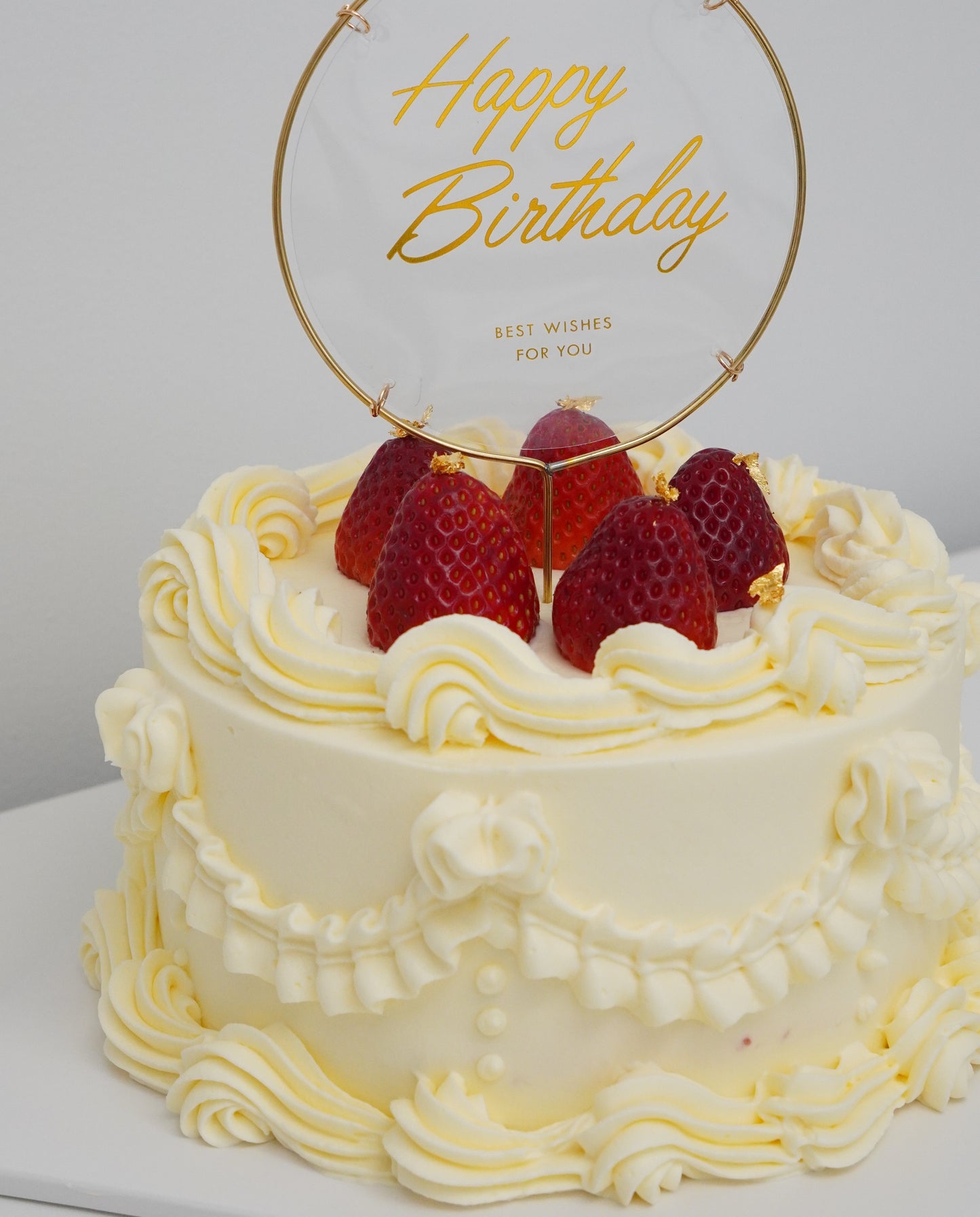 Acrylic Happy Birthday Cake Topper Round