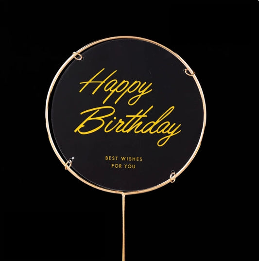 Acrylic Happy Birthday Cake Topper Round